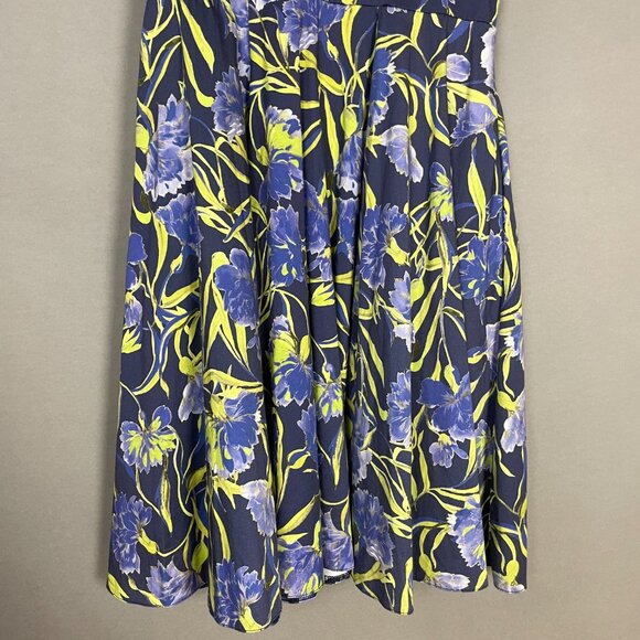 Closet London Floral Dress Retro Blue A-Line Zip Back Size 10 Sleeveless Cotton - Picture 5 of 11